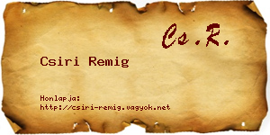 Csiri Remig névjegykártya